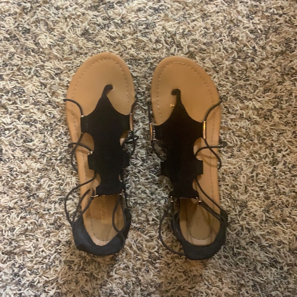 COPY - Sandals Strappy/Gladiator Black/Gold/Tan Size 9